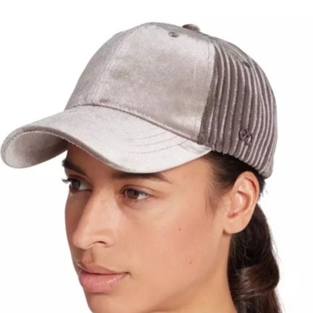 Calia Gray Velvet Baseball Cap Corduroy Panel Adjustable Hat